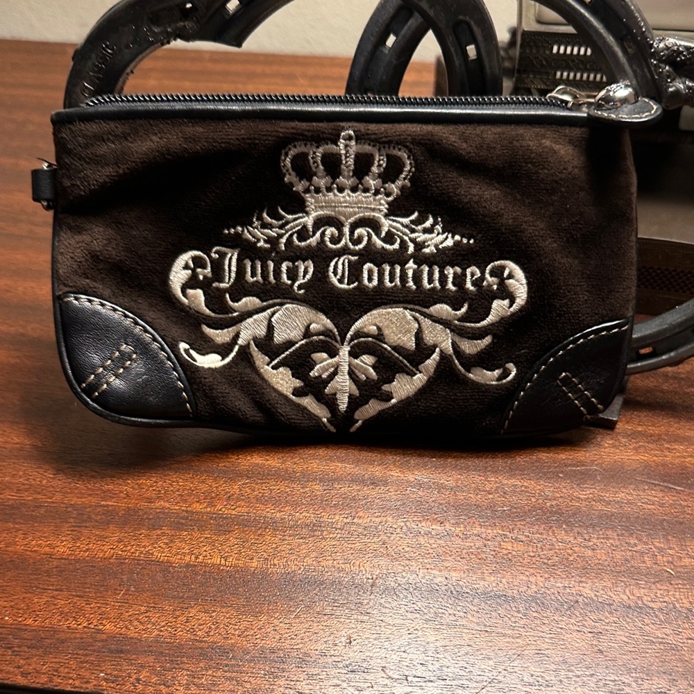 Juicy Couture Black Embroidered Wristlet/Wallet